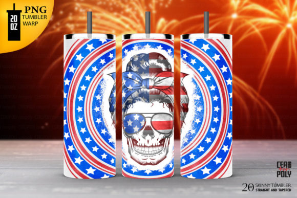 Download Skinny Tumbler 20 Oz. 4 JULY Skull Mom - 20 oz Collection