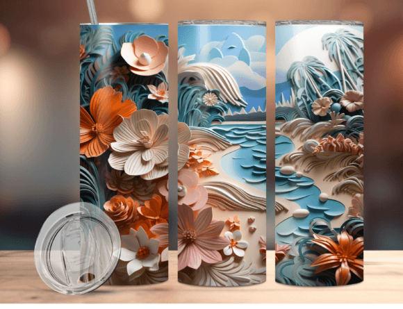 Download 3D Seashell Beach 20 Oz Skinny Tumbler - 20 oz Collection