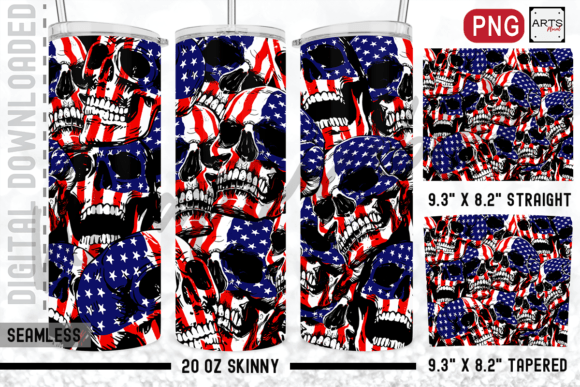 Download Skull Head American Flag 20 Oz Sublimate - 20 oz Collection
