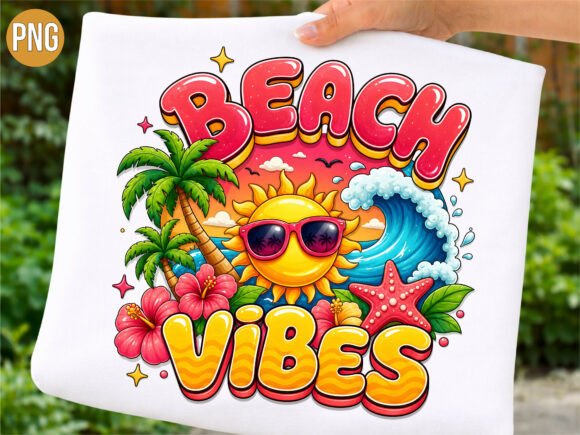 Download Tropical Summer Beach Vibes PNG T-Shirt - Premium Bundle
