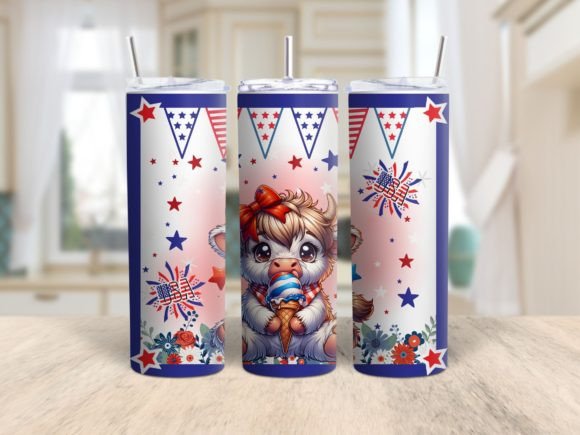 Download July 4th Highland Cow 20 Oz Tumbler Wrap - 20 oz Collection