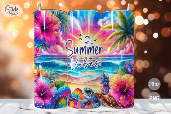 Download Summer Vibes 20 Oz Tumbler Wrap PNG - 20 oz Collection