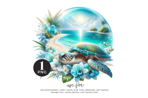 Download Floral Beach Turtle PNG, Sea Turtle - Premium Resources